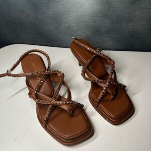 Tamara Mellon Brown Strappy Women's Sandals made in Italy